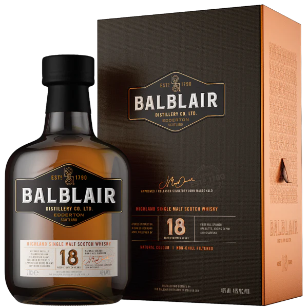 BALBLAIR SCOTCH SINGLE MALT HIGHLAND 18YR 750ML - Image 2