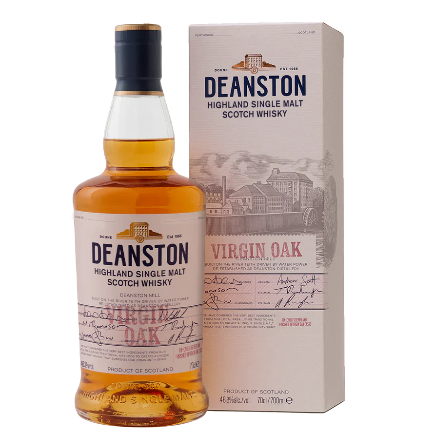 DEANSTON SCOTCH SINGLE MALT UN CHILL FILTERED VIRGIN OAK CASK HIGHLAND 92.6PF 750ML
