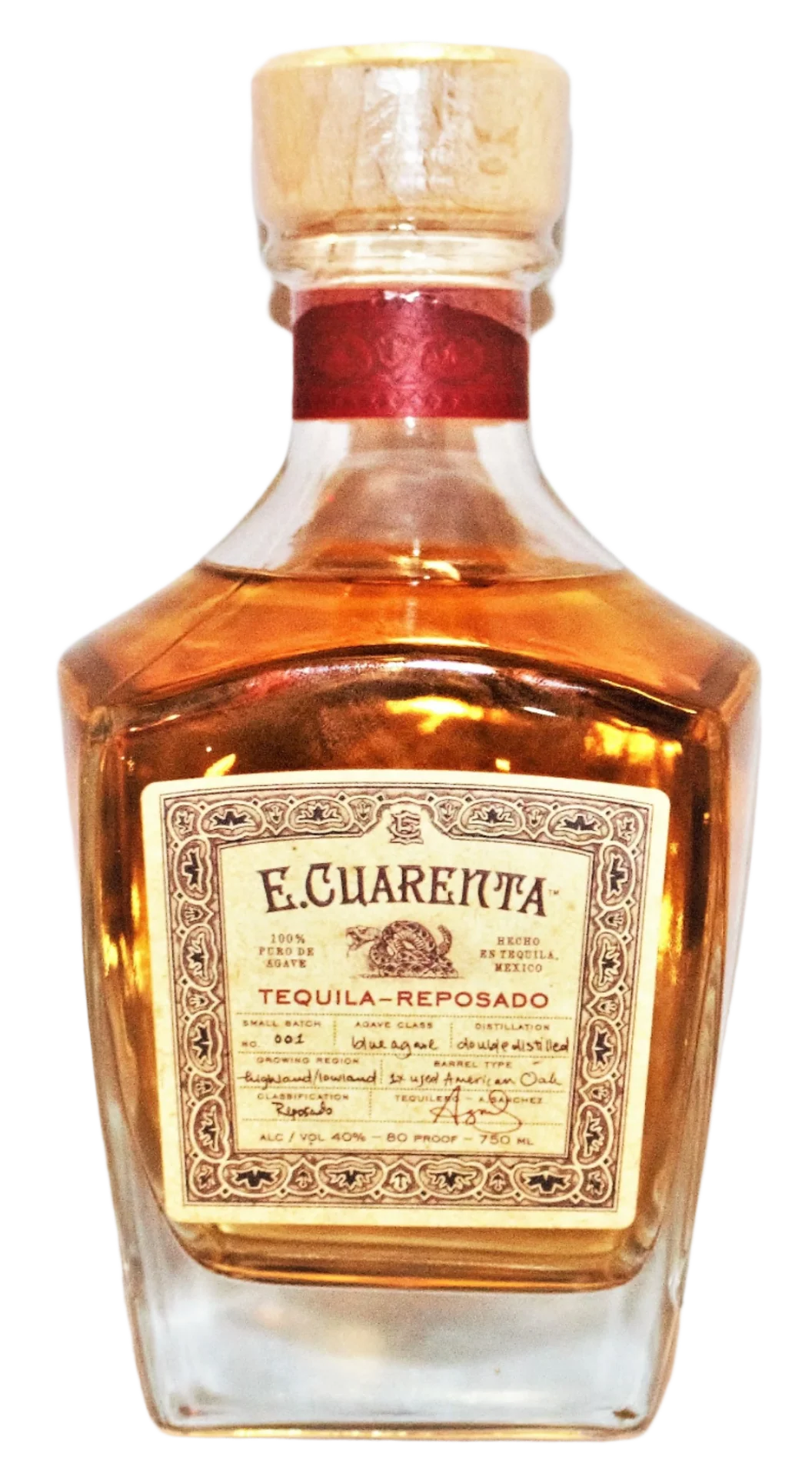 E CUARENTA TEQUILA REPOSADO 750ML
