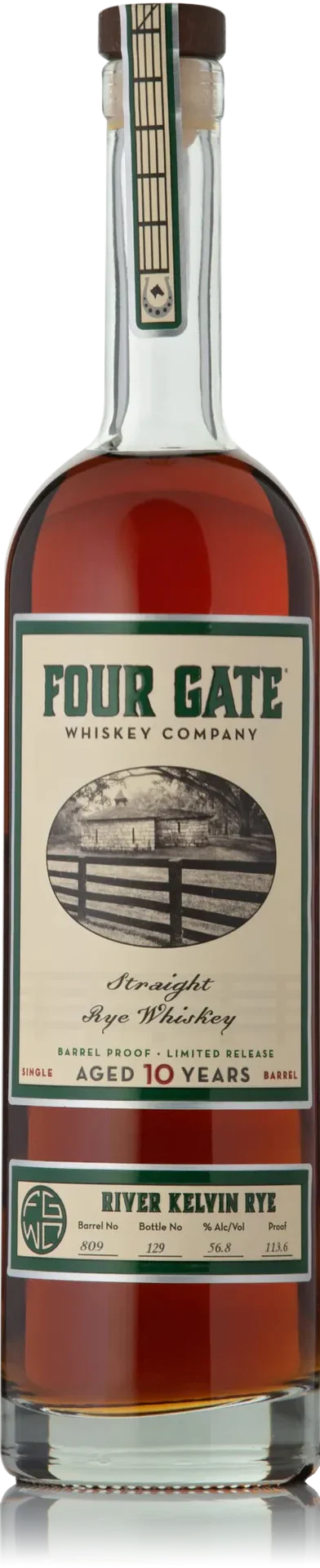 FOUR GATE WHISKEY RYE STRAIGHT LIMITED RELEASE RIVER KELVIN KENTUCKY 10YR 750ML