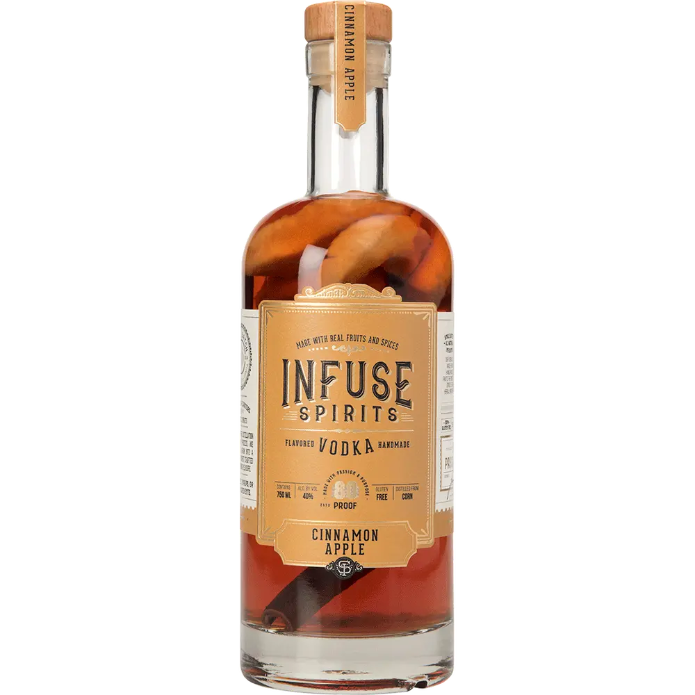 INFUSE SPIRITS VODKA CINNAMON APPLE REAL FRUIT GLUTEN FREE 750ML