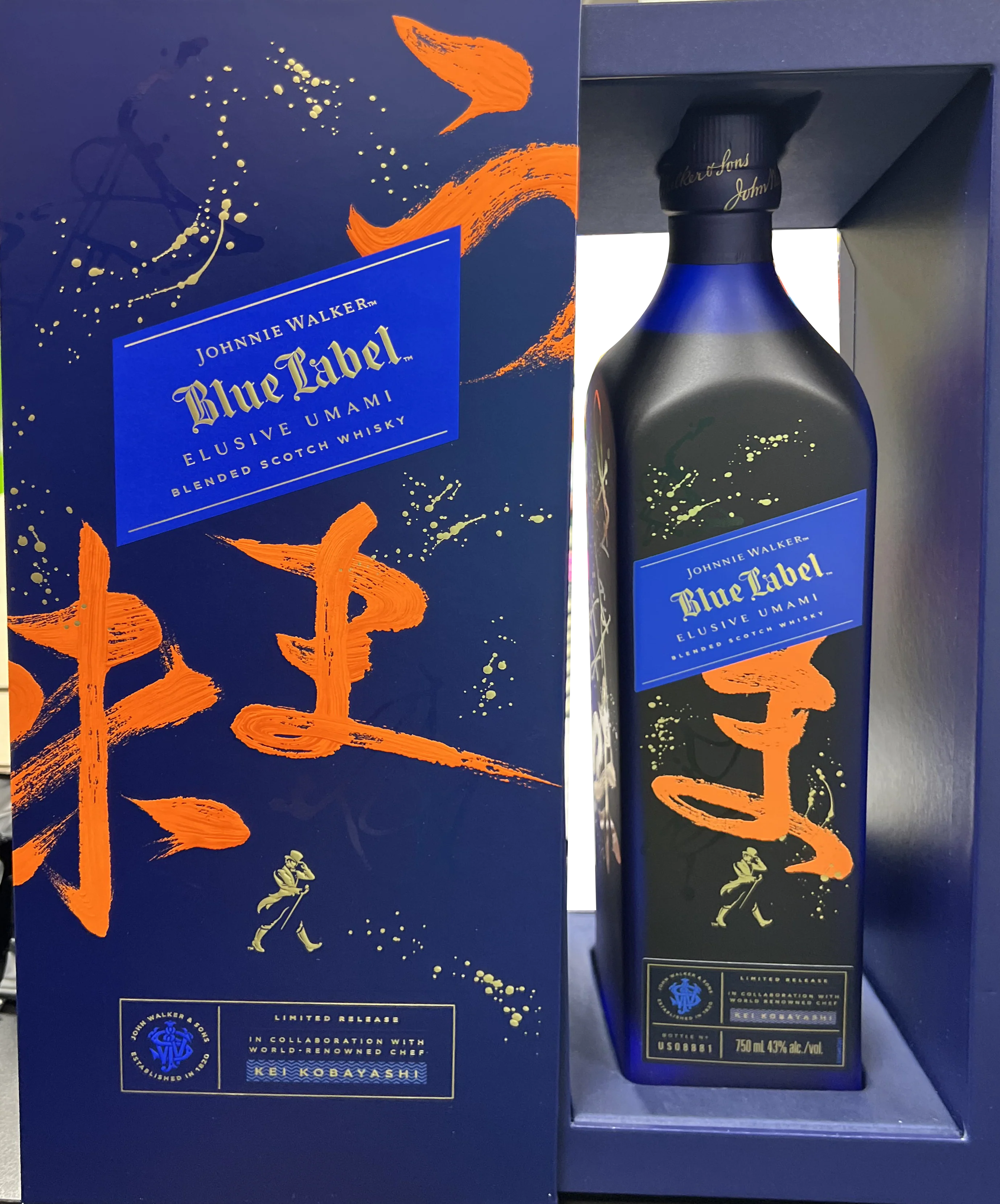 JOHNNIE WALKER SCOTCH BLENDED BLUE LABEL LIMITED ELUSIVE UMAMI RELEASE 750ML