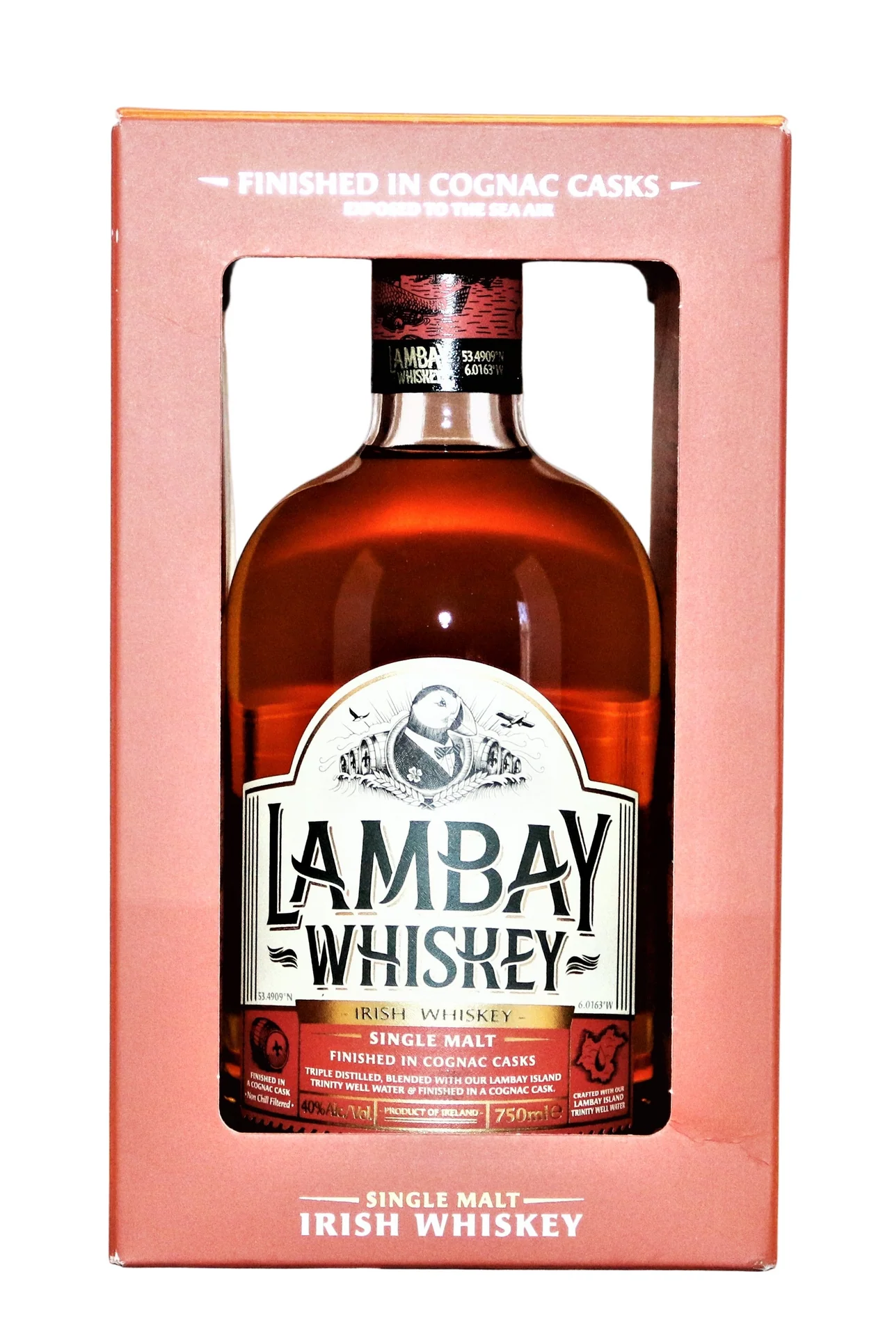 LAMBAY WHISKEY SINGLE MALT IRISH IN COGNAC CASK 750ML - Image 2