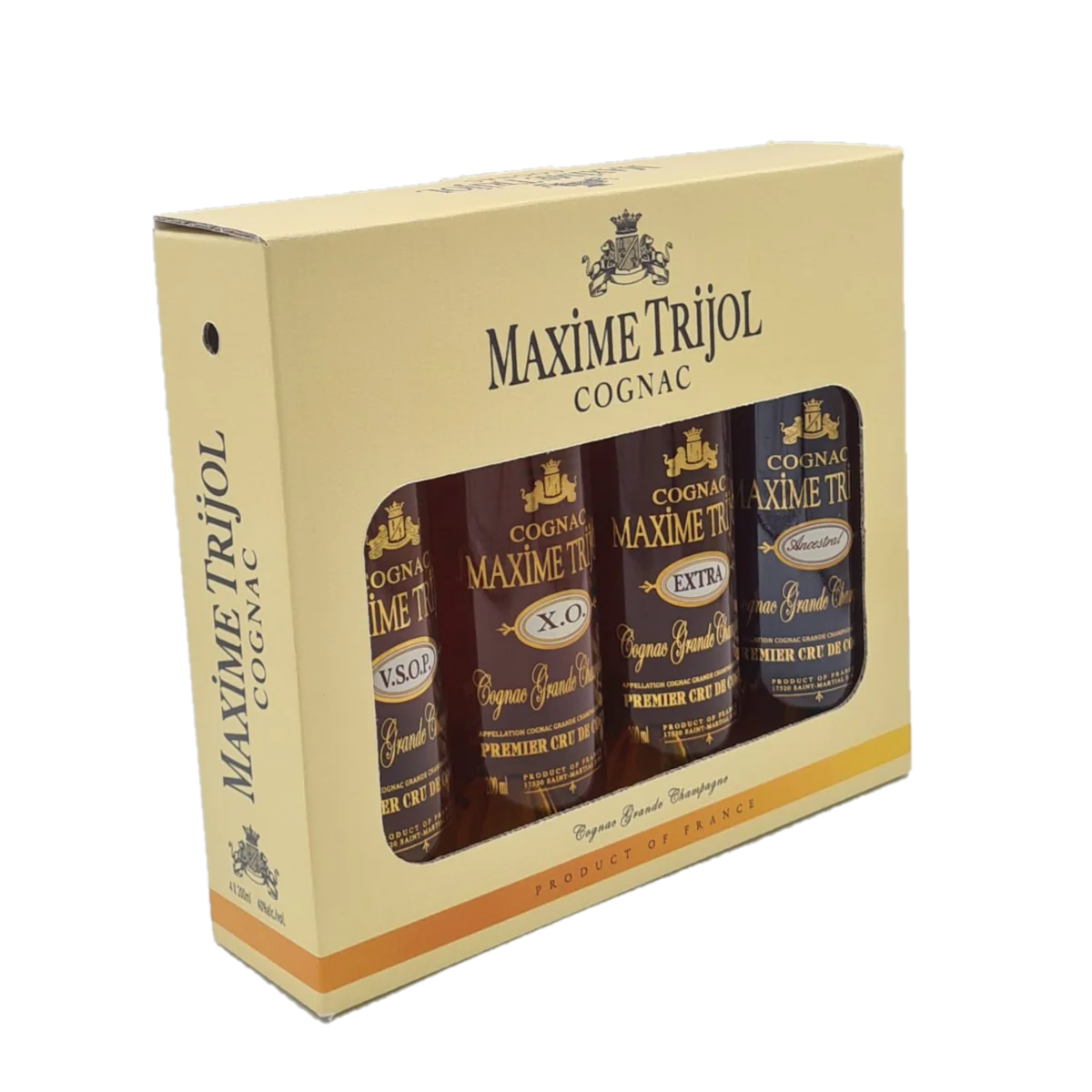 MAXIME TRIJOL COGNAC COLLECTION (VSOP, XO, EXTRA, ANCESTRAL ) 4X200ML