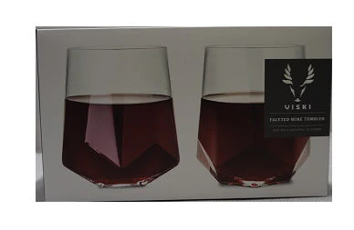 VISKI FACETED CRYSTAL WINE TUMBLER SET OF 2