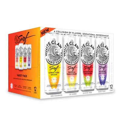 WHITE CLAW HARD SELTZER SURF VARIETY PACK 12X12OZ CANS